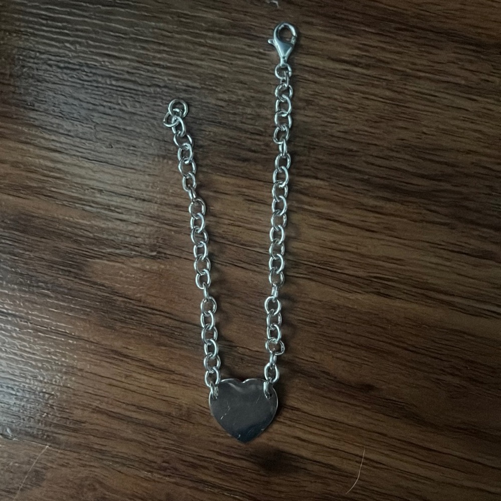 Real Silver heart chain braclet